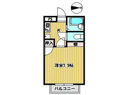 第3興栄ハイツ(1K/3階)の間取り写真