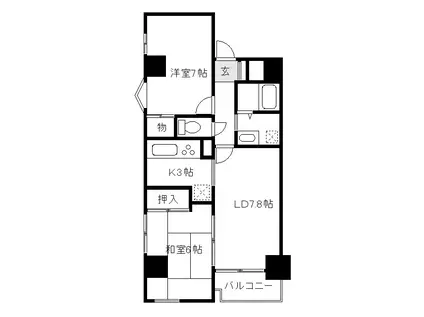 サンハイム清水(2LDK/2階)の間取り写真