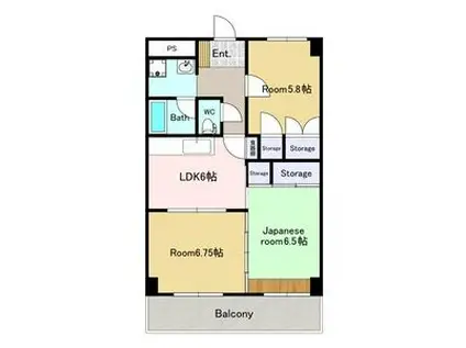 コーポクレサンテーム(3DK/5階)の間取り写真