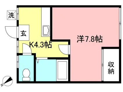 アースパックス2号棟(1K/1階)の間取り写真