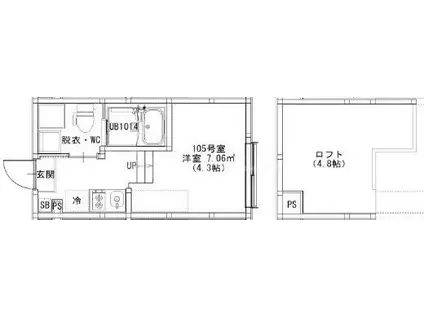 ハーモニーテラス北小岩XXII(1K/1階)の間取り写真