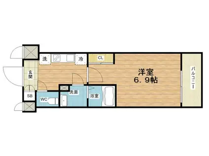 ヒルズパークサイド(1K/3階)の間取り写真