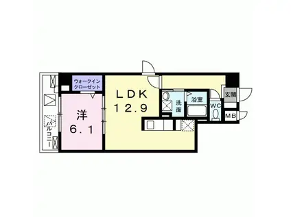 クルール尼崎(1LDK/5階)の間取り写真