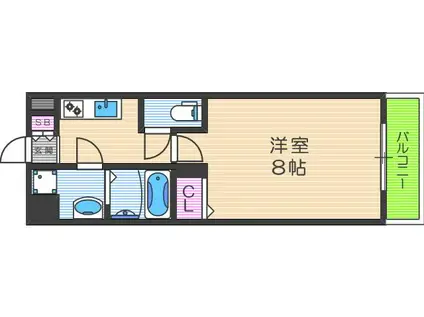 フレイランス NAMBA PLACE(1K/2階)の間取り写真