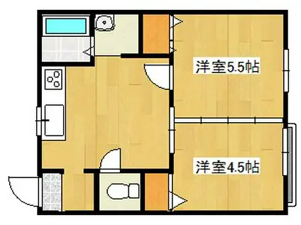 サンハウスII(2DK/2階)の間取り写真