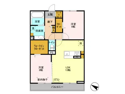 テラス市川高谷(2LDK/3階)の間取り写真