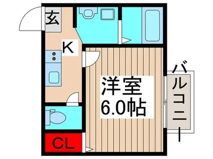 ソレイユ指扇(1K/2階)の間取り写真