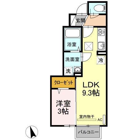 D-ROOM葛原(1LDK/1階)の間取り写真