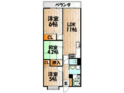 サンモリッツ小倉南ネクシア(3LDK/3階)の間取り写真