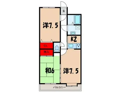 ライトコート青山(2LDK/4階)の間取り写真