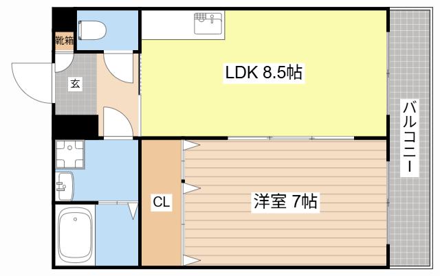 ブエナビスタ大津ウエスト(1LDK/2階)の間取り写真