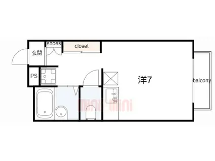 わいわいハイツ(ワンルーム/2階)の間取り写真