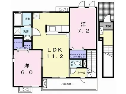 ラッフィナートII(2LDK/2階)の間取り写真
