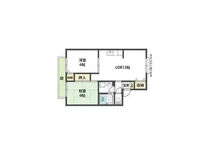 ラ・フォーレ安倉(2LDK/1階)の間取り写真