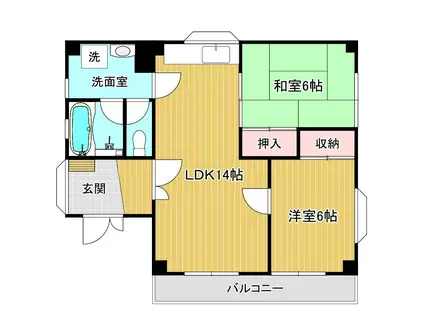 松尾ビル(2LDK/3階)の間取り写真