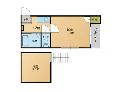 オーガスタ大橋東(1K/2階)の間取り写真