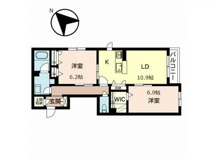 サントル和泉III(2LDK/1階)の間取り写真