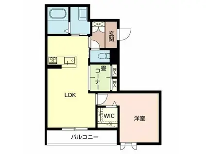 ブリリアント レジデンス B(1LDK/3階)の間取り写真