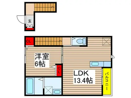 アドウィステリア D棟(1LDK/2階)の間取り写真