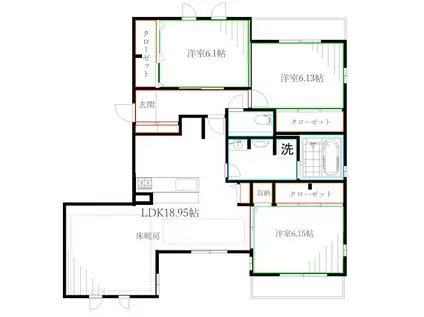 槻KEYAKI(3LDK/3階)の間取り写真