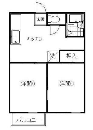 エバーグリーン(2DK/2階)の間取り写真