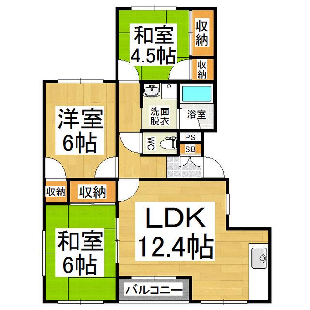 筒井マンション(3LDK/2階)の間取り写真