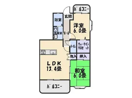 エタニティー帯山(2LDK/1階)の間取り写真