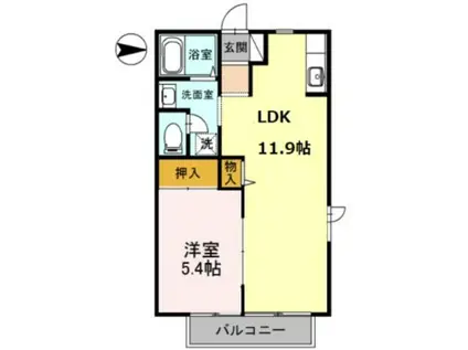 ハイツ・花のこみちA棟(1LDK/1階)の間取り写真