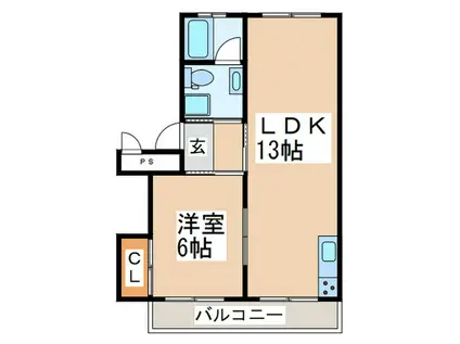 千草台団地5号棟(1LDK/3階)の間取り写真