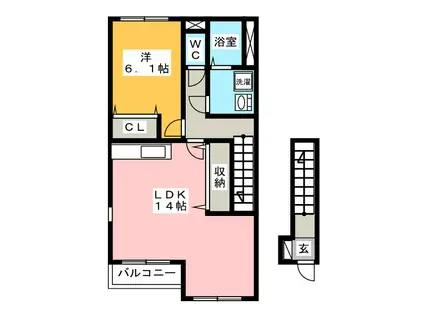 STARTERRACE 四季(1LDK/2階)の間取り写真