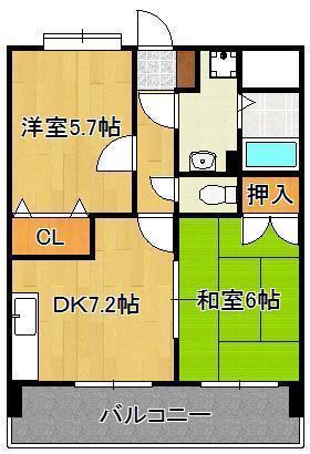クレイントータス(2DK/6階)の間取り写真