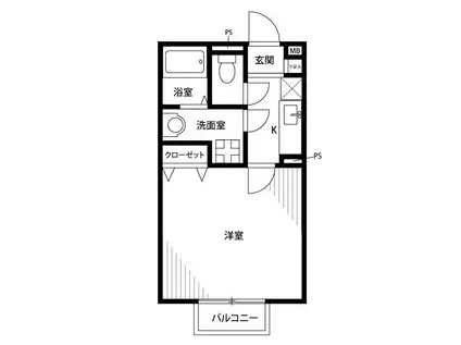 アムール ソレーユ メゾン(1K/2階)の間取り写真