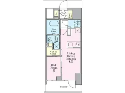 グランリビオ芝大門(1LDK/8階)の間取り写真