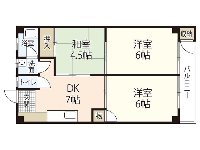 ブランドール ナルミ(3DK/2階)の間取り写真