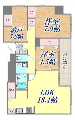 AMISTAD(2SLDK/4階)の間取り写真