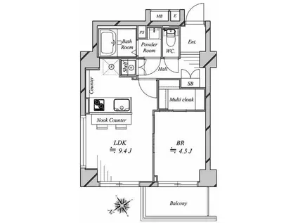 明石町ツインクロス(1LDK/4階)の間取り写真