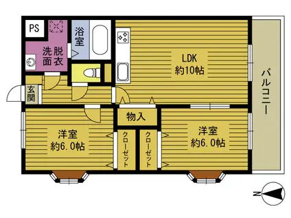 ウエストパレス(2LDK/1階)の間取り写真
