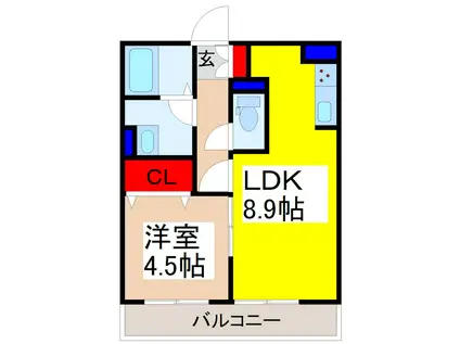 クレールV(1LDK/3階)の間取り写真
