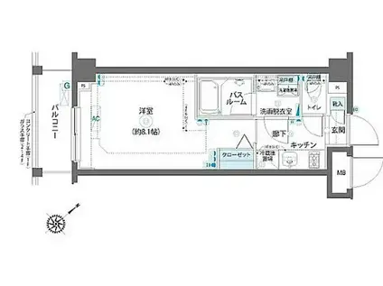 エルミタージュ蒲田南(1K/4階)の間取り写真