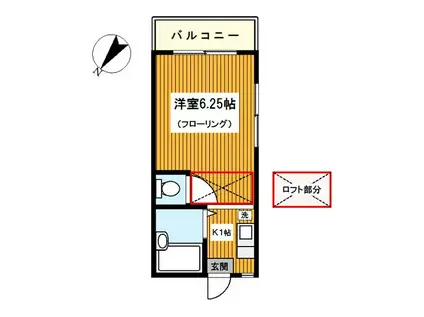 ドミールふなやま(1K/2階)の間取り写真