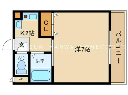 クレールコート(1K/3階)の間取り写真