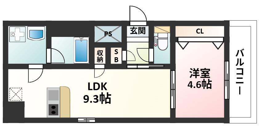 スプランディッド新大阪VIII(1LDK/7階)の間取り写真