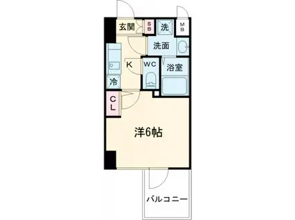 エスリード神戸三宮ヒルズ(1K/14階)の間取り写真