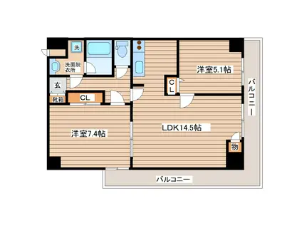 アズールコート名取(2LDK/2階)の間取り写真