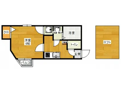 ベネフィスタウン七隈Ⅴ(1K/2階)の間取り写真