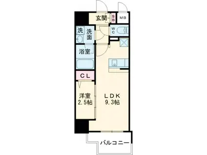 グランフォーレ久留米駅プレミア(1LDK/9階)の間取り写真