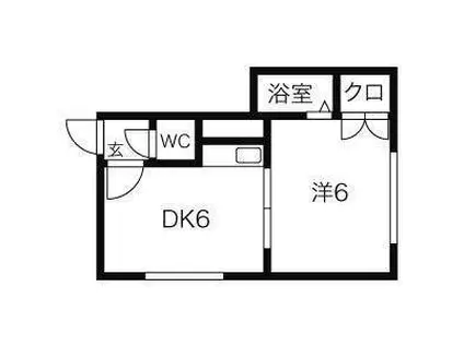 ピュアパレス(1DK/2階)の間取り写真