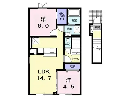 アプフェル(2LDK/2階)の間取り写真