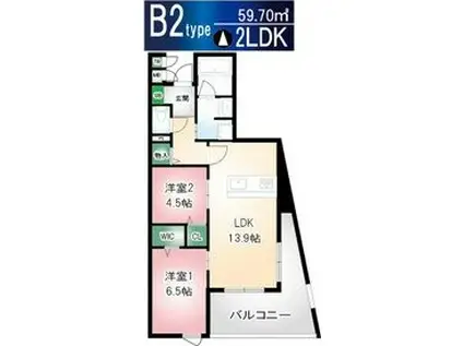 東浦ガーデンヒルズ桜タワー(2LDK/2階)の間取り写真