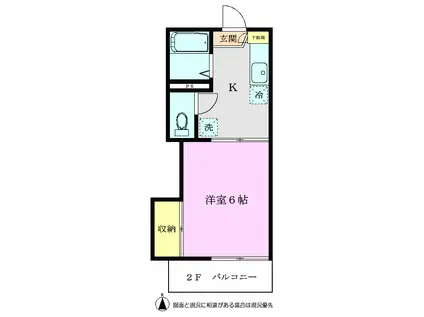 フラット三原I(1K/2階)の間取り写真